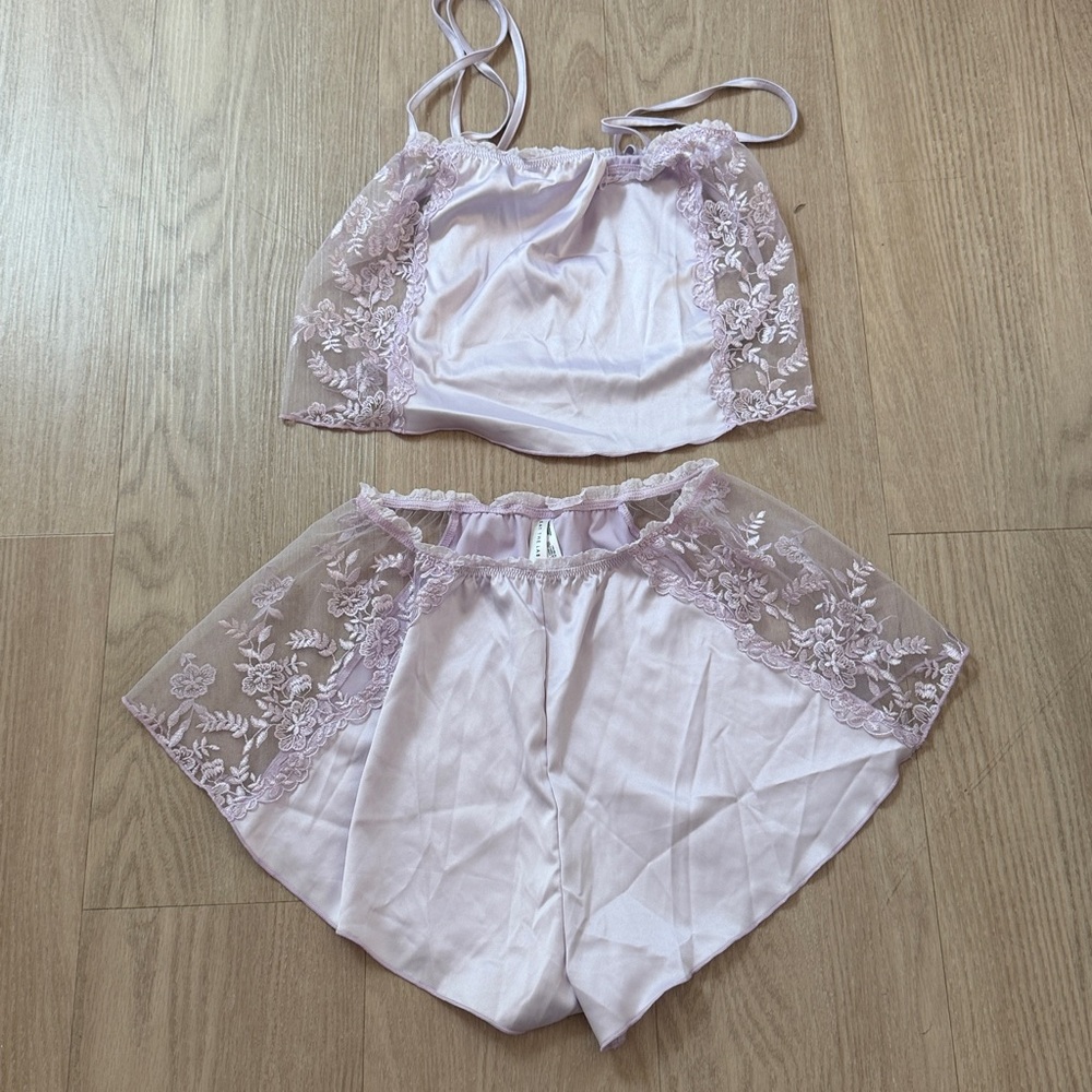 Kat the label Lace Trim Pajama Set